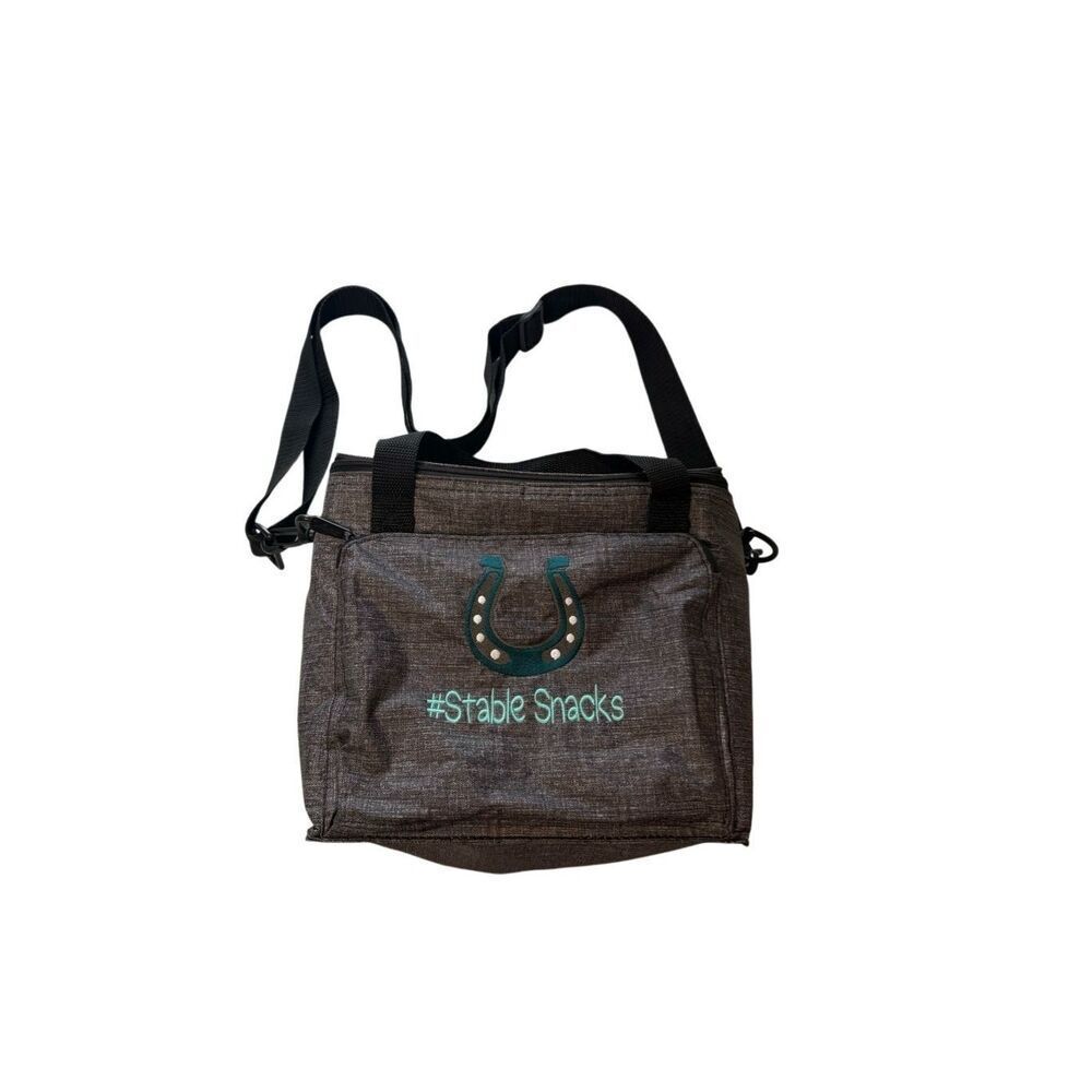 Thirty-one gray equestrian themed “Stable Snacks” insulated box lunch bag